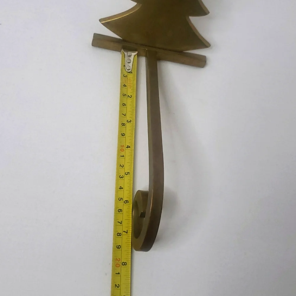 Vintage Cost Plus Brass Christmas Tree Stocking Holder For Mantel